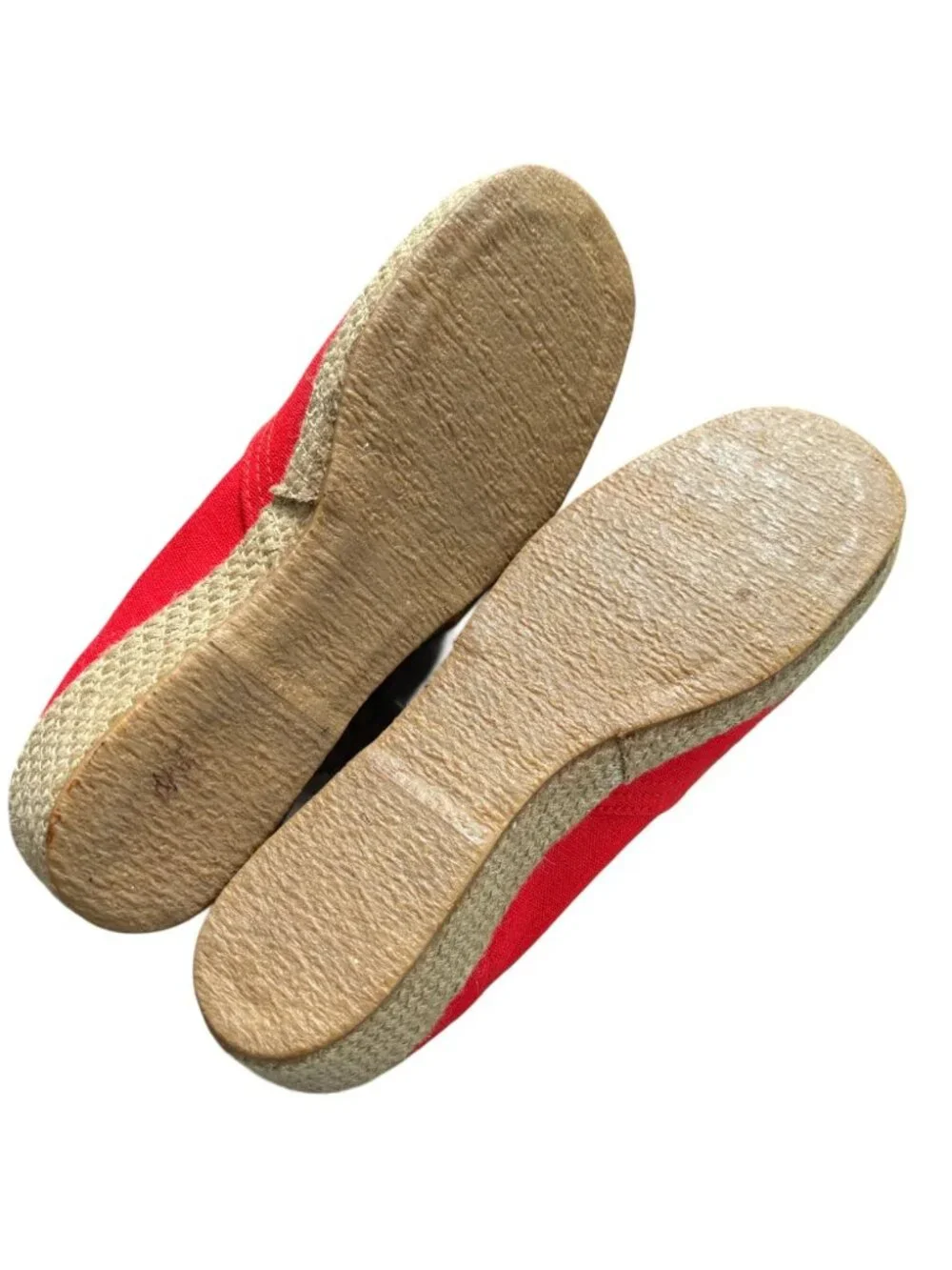 VTG SEARS Slip On Platform Wedge Espadrilles in Cherry Tomato 60s 70s SZ 8.5